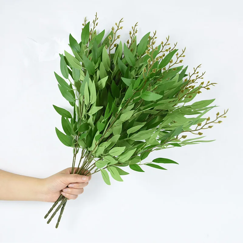 Ruscus Stem Faux - Plantas artificiais italianas ruscus, hastes verdes,