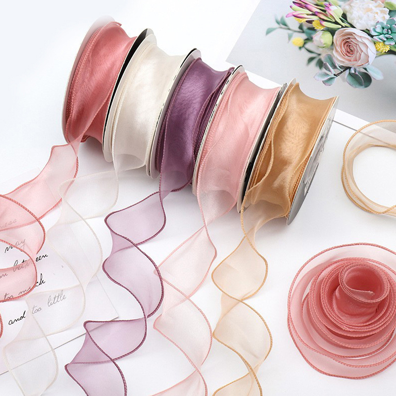 Sheer Silk Ribbon para embrulh - Ribbon Organza Roll avaliação e preço